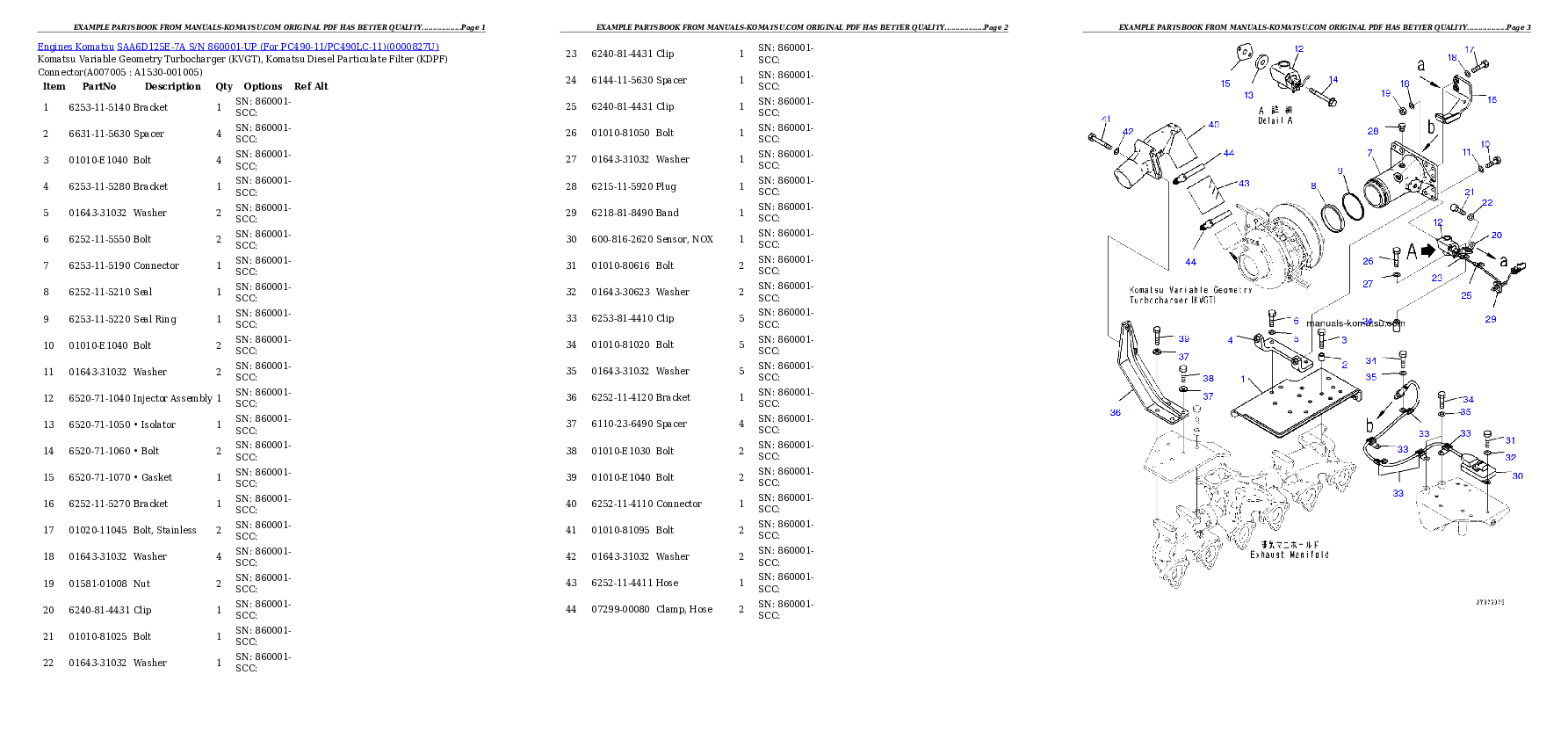 Protected: SAA6D125E-7A S/N 860001-UP (For PC490-11/PC490LC-11) Partsbook