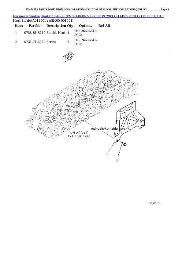 Protected: SAA6D107E-3B S/N 26606842-UP (For PC290LC-11/PC290NLC-11) Partsbook