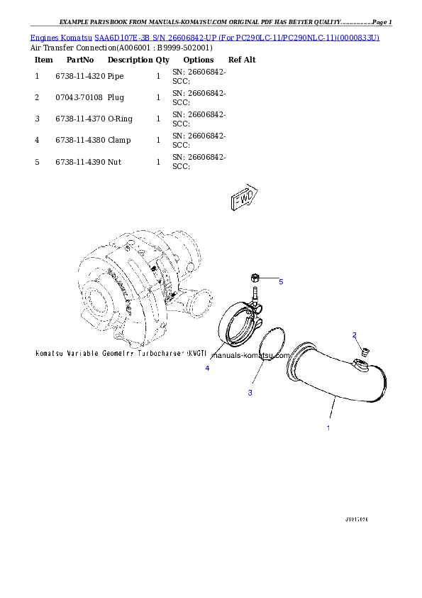 Protected: SAA6D107E-3B S/N 26606842-UP (For PC290LC-11/PC290NLC-11) Partsbook