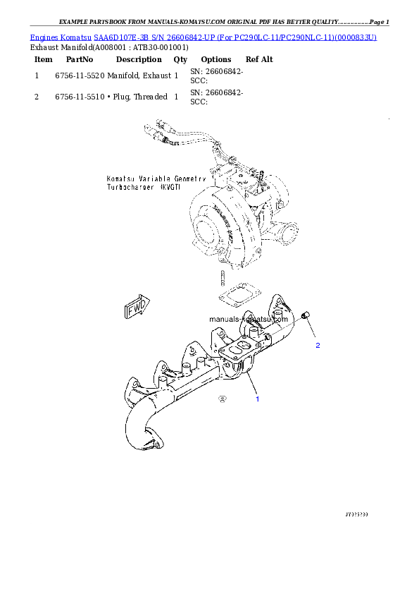 Protected: SAA6D107E-3B S/N 26606842-UP (For PC290LC-11/PC290NLC-11) Partsbook