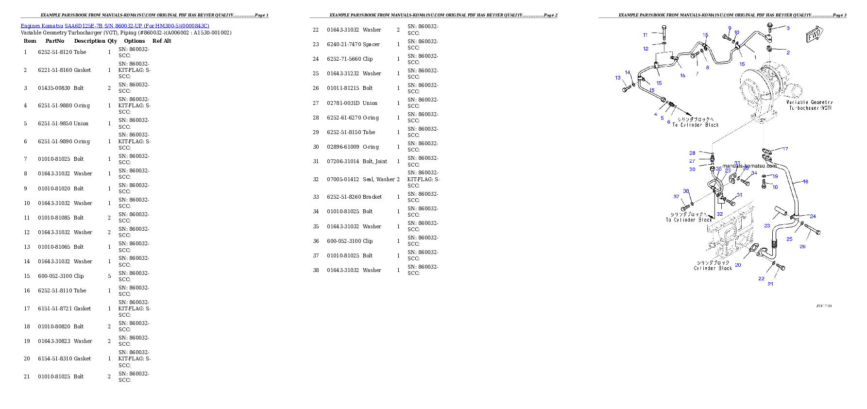 Protected: SAA6D125E-7B S/N 860032-UP (For HM300-5) Partsbook