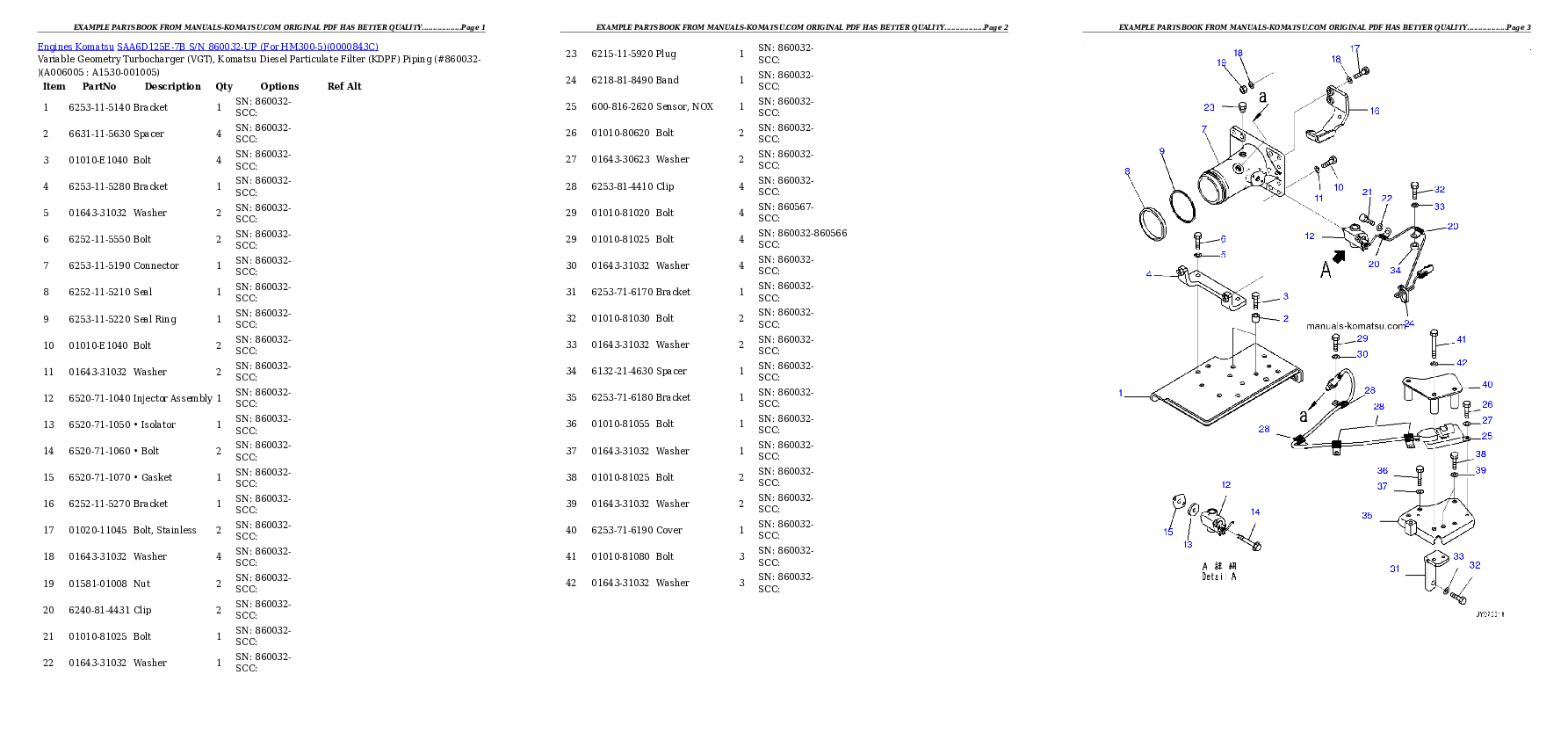 Protected: SAA6D125E-7B S/N 860032-UP (For HM300-5) Partsbook