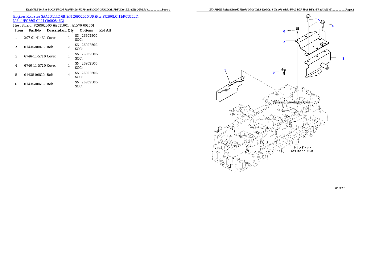 Protected: SAA6D114E-6B S/N 26902500-UP (For PC360LC-11/PC360LC-KU-11/PC360LCI-11) Partsbook
