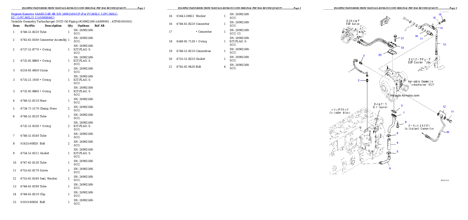 Protected: SAA6D114E-6B S/N 26902500-UP (For PC360LC-11/PC360LC-KU-11/PC360LCI-11) Partsbook