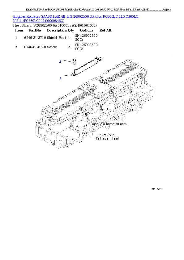 Protected: SAA6D114E-6B S/N 26902500-UP (For PC360LC-11/PC360LC-KU-11/PC360LCI-11) Partsbook