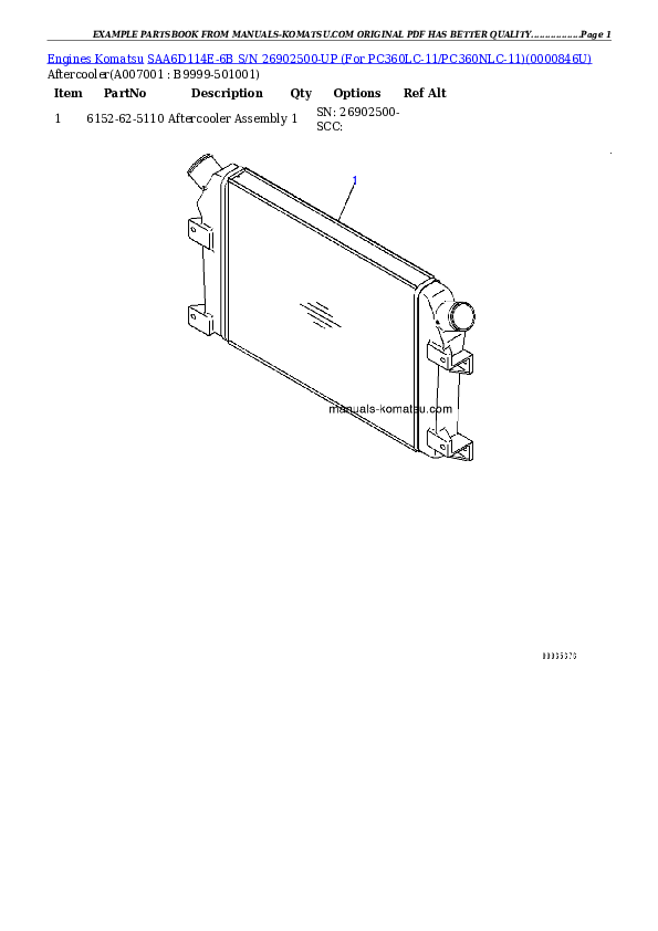 Protected: SAA6D114E-6B S/N 26902500-UP (For PC360LC-11/PC360NLC-11) Partsbook