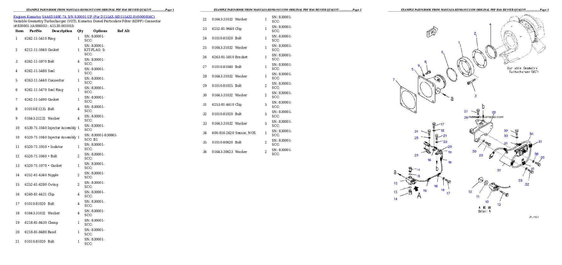 Protected: SAA6D140E-7A S/N 830001-UP (For D155AX-8/D155AXI-8) Partsbook