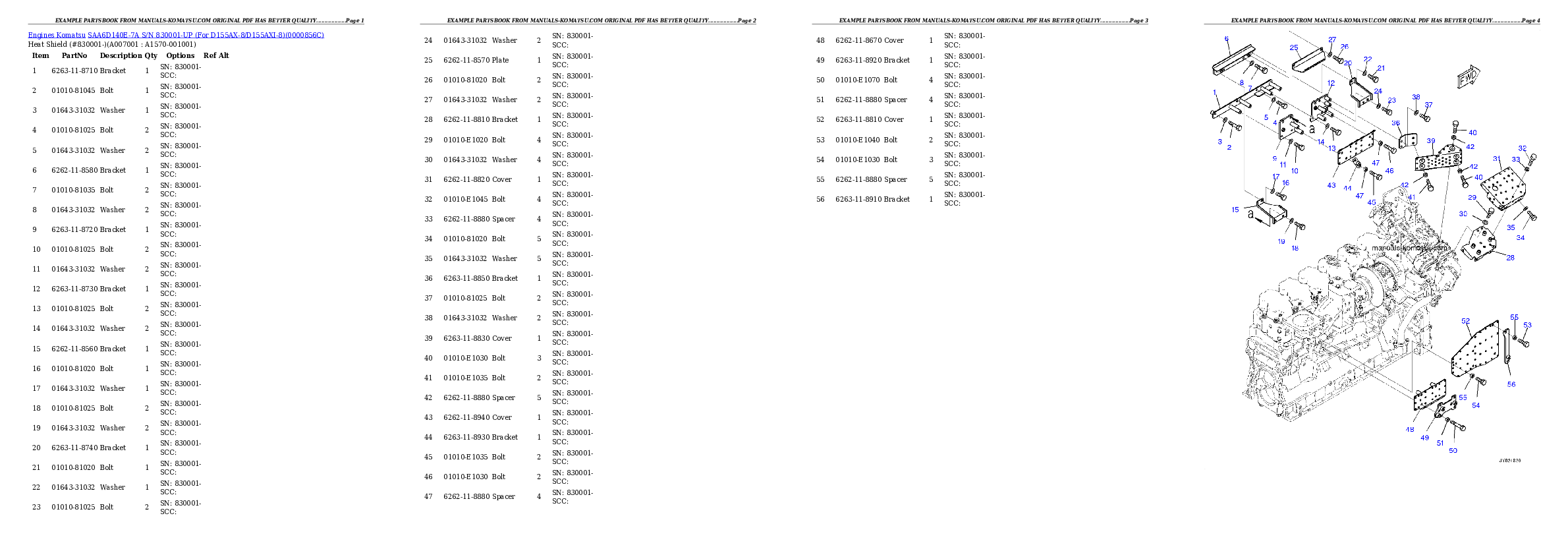 Protected: SAA6D140E-7A S/N 830001-UP (For D155AX-8/D155AXI-8) Partsbook