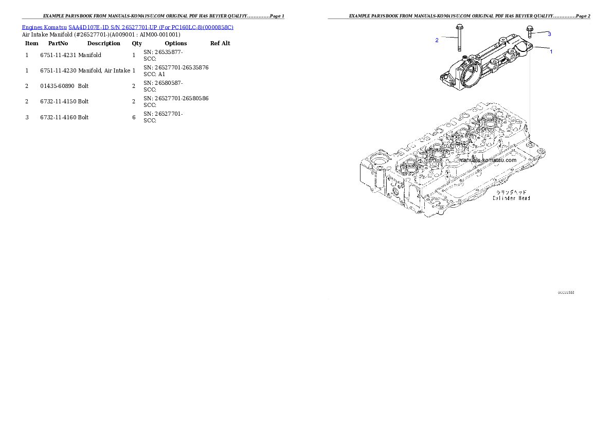 Protected: SAA4D107E-1D S/N 26527701-UP (For PC160LC-8) Partsbook