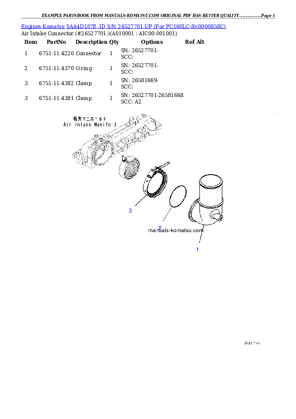 Protected: SAA4D107E-1D S/N 26527701-UP (For PC160LC-8) Partsbook