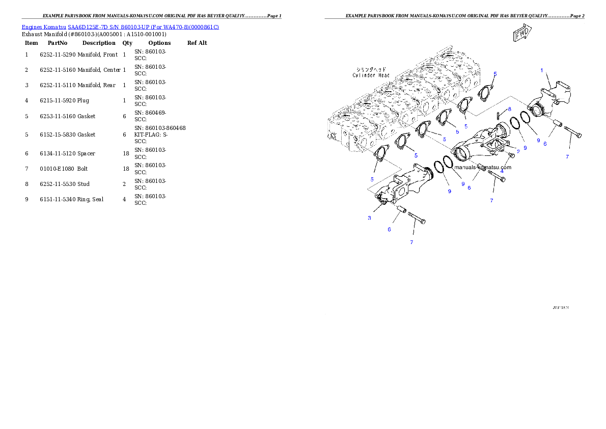 Protected: SAA6D125E-7D S/N 860103-UP (For WA470-8) Partsbook