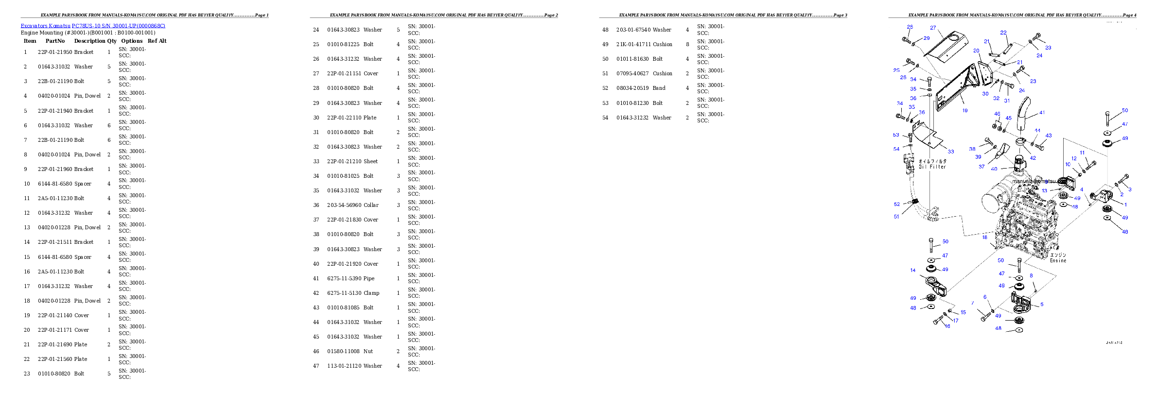 PC78US-10 S/N 30001-UP Partsbook