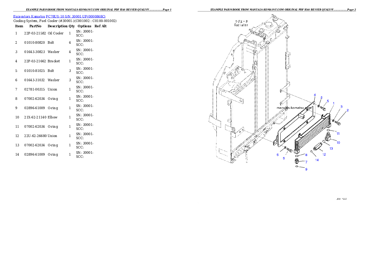 Protected: PC78US-10 S/N 30001-UP Partsbook