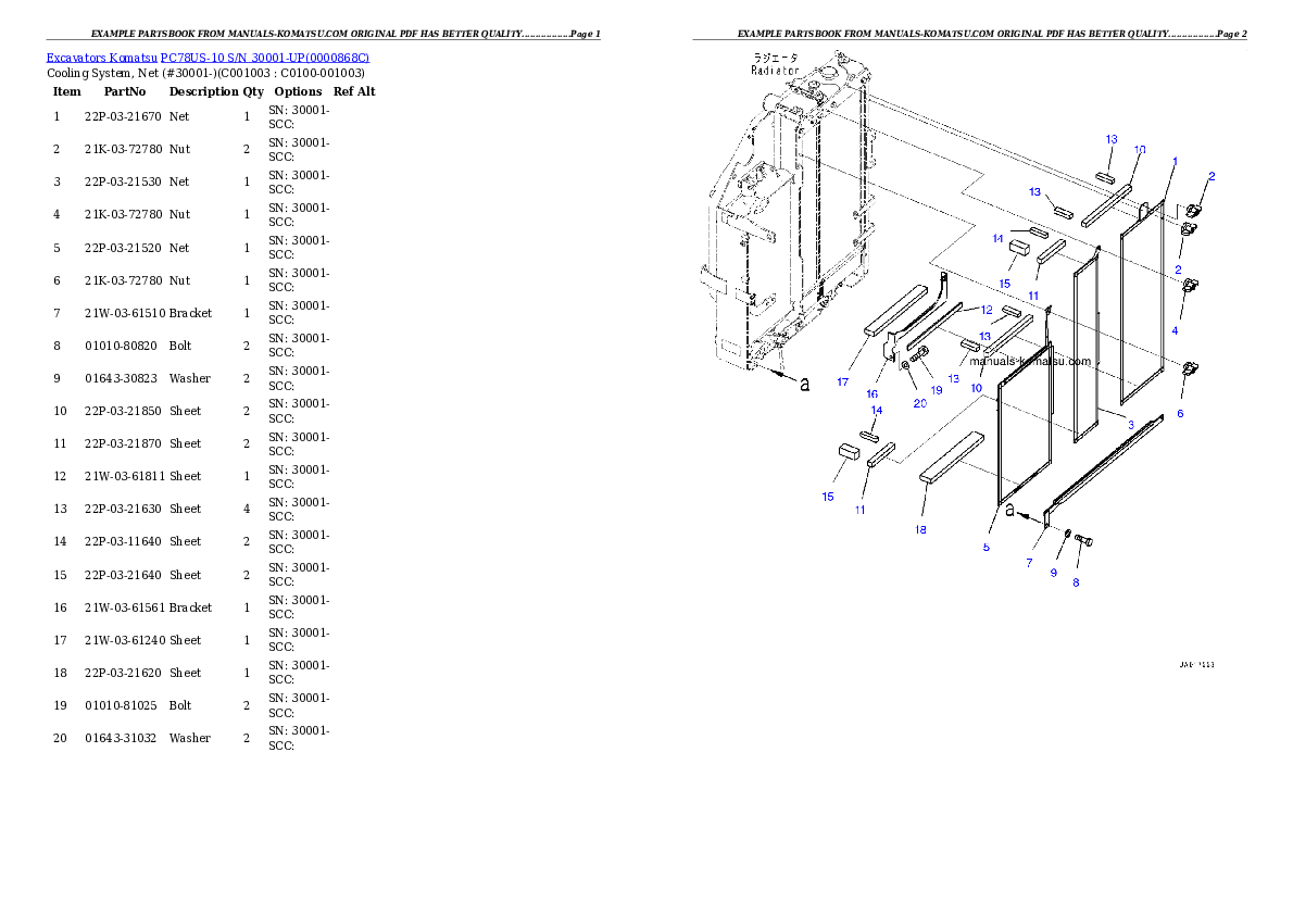 Protected: PC78US-10 S/N 30001-UP Partsbook