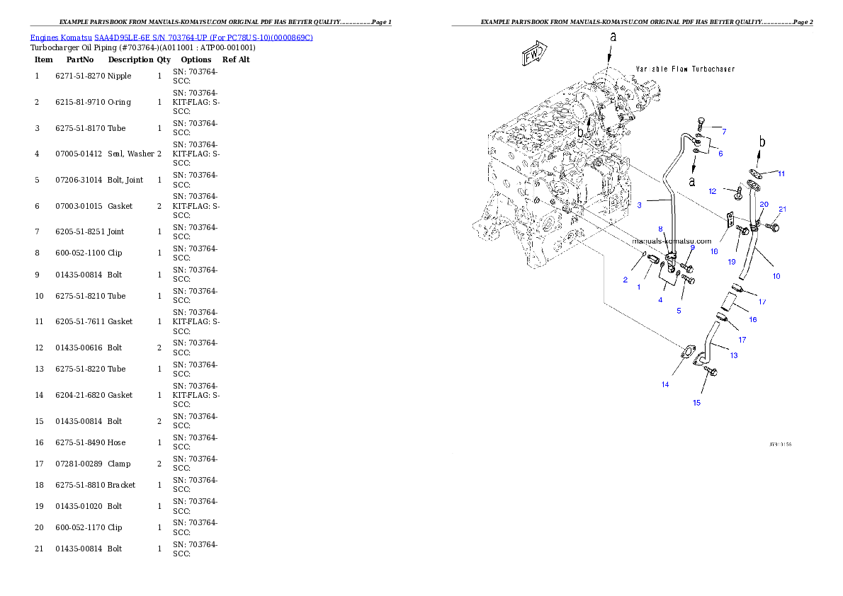 Protected: SAA4D95LE-6E S/N 703764-UP (For PC78US-10/PC78UU-10) Partsbook