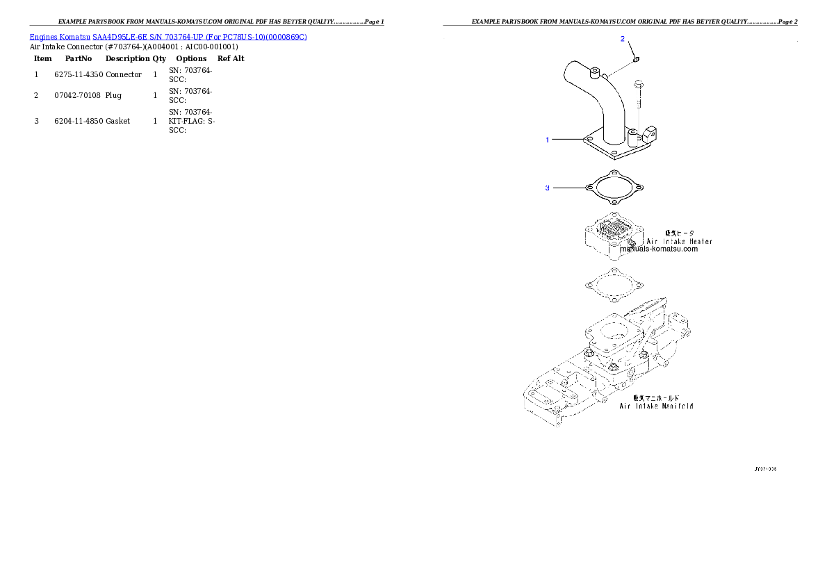 Protected: SAA4D95LE-6E S/N 703764-UP (For PC78US-10/PC78UU-10) Partsbook