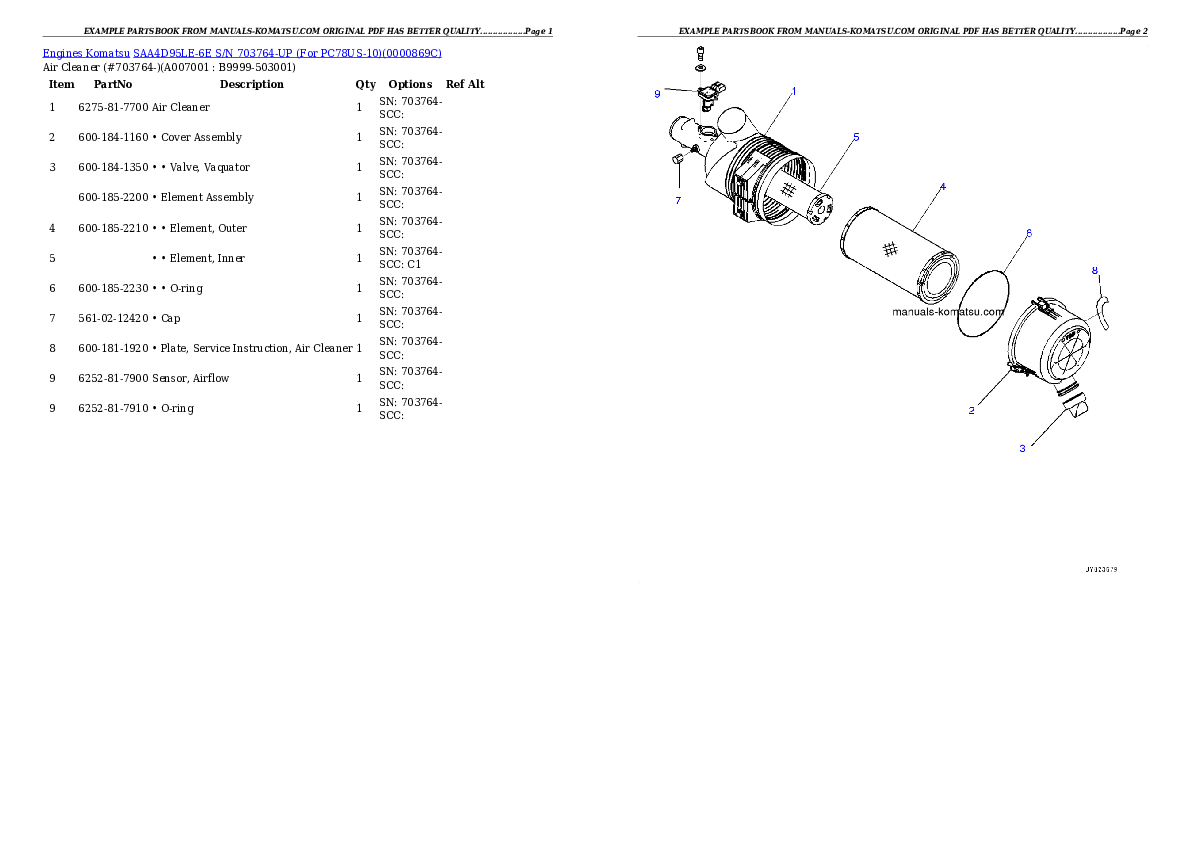 Protected: SAA4D95LE-6E S/N 703764-UP (For PC78US-10/PC78UU-10) Partsbook