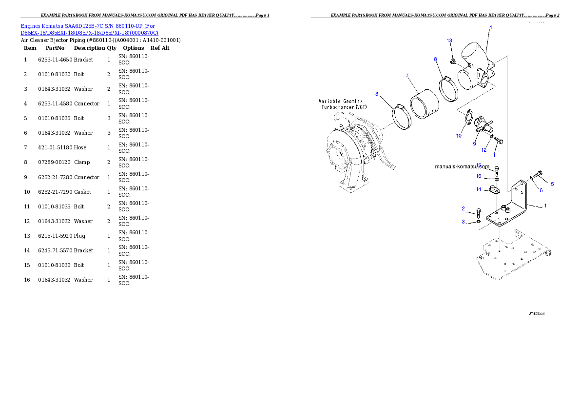 Protected: SAA6D125E-7C S/N 860110-UP (For D85EX-18/D85EXI-18/D85PX-18/D85PXI-18) Partsbook