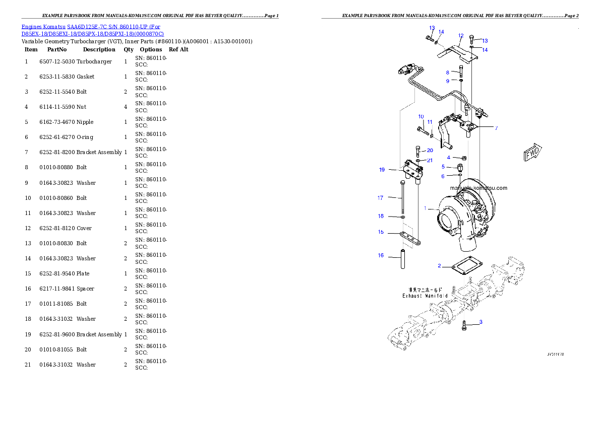 Protected: SAA6D125E-7C S/N 860110-UP (For D85EX-18/D85EXI-18/D85PX-18/D85PXI-18) Partsbook