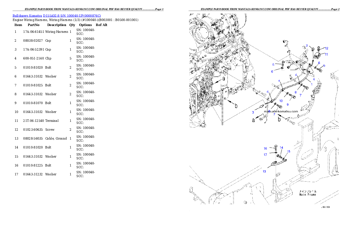 Protected: D155AXI-8 S/N 100040-UP Partsbook