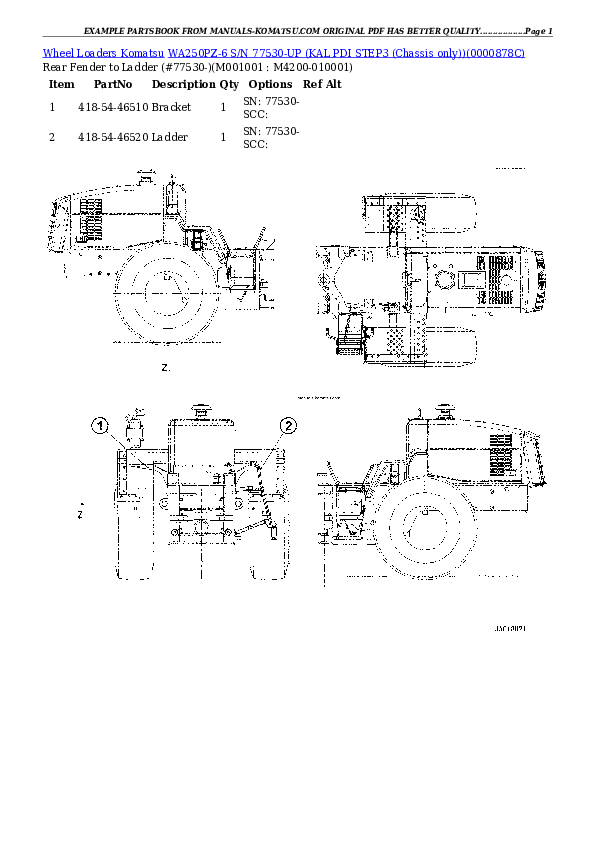 Protected: WA250PZ-6 S/N 77530-UP (KAL PDI STEP3 (Chassis only)) Partsbook