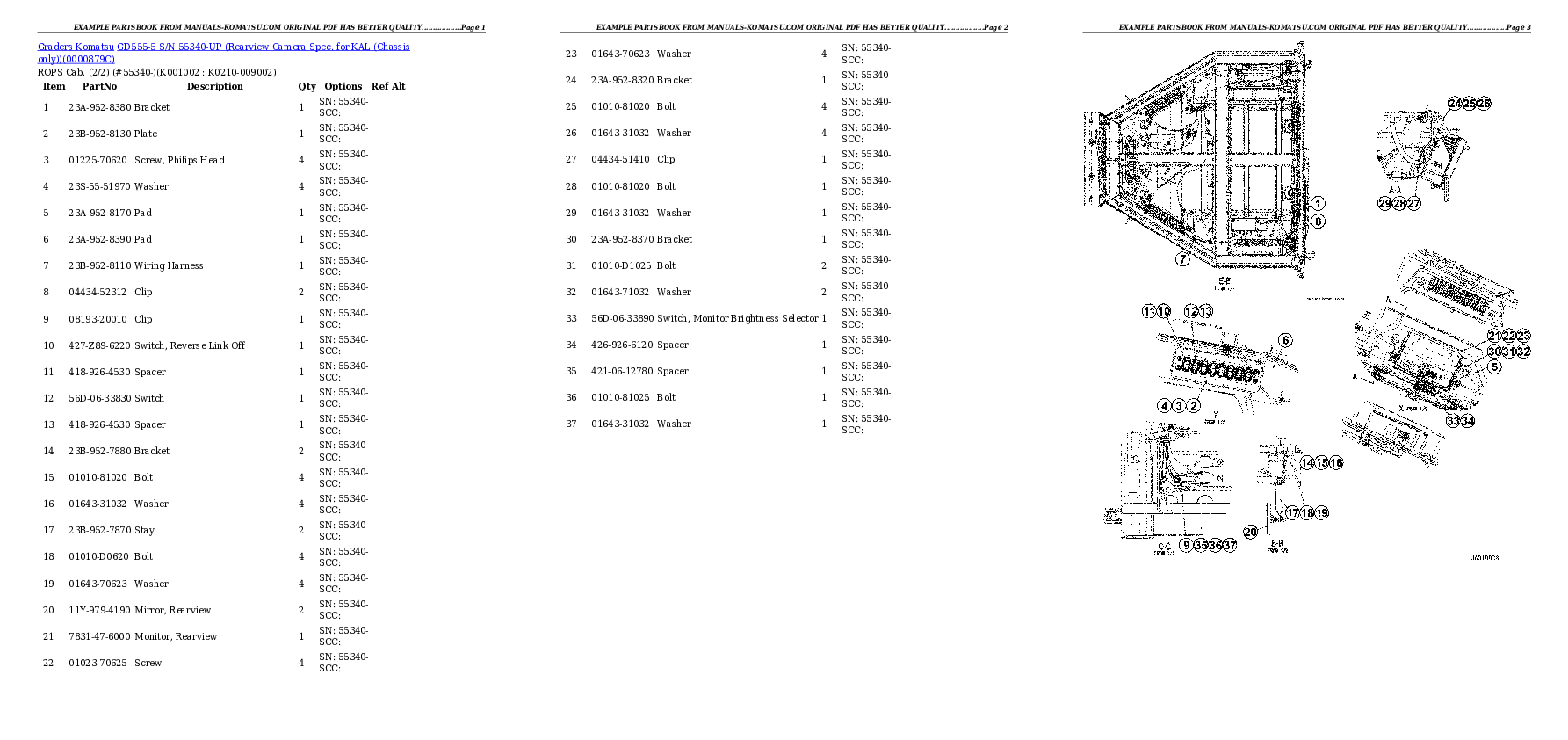Protected: GD555-5 S/N 55340-UP (Rearview Camera Spec. for KAL (Chassis only)) Partsbook