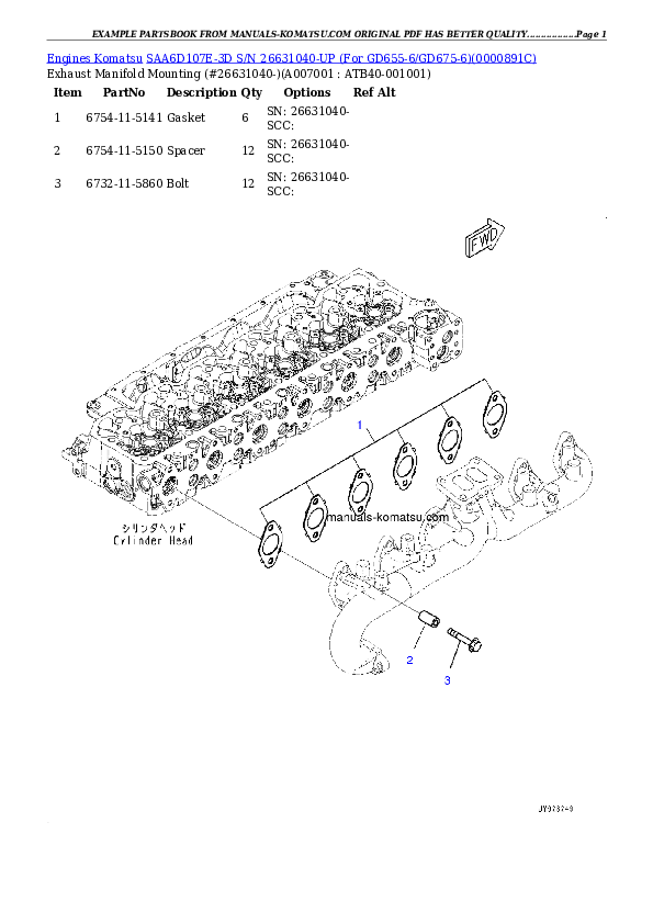 Protected: SAA6D107E-3D S/N 26631040-UP (For GD655-6/GD675-6) Partsbook
