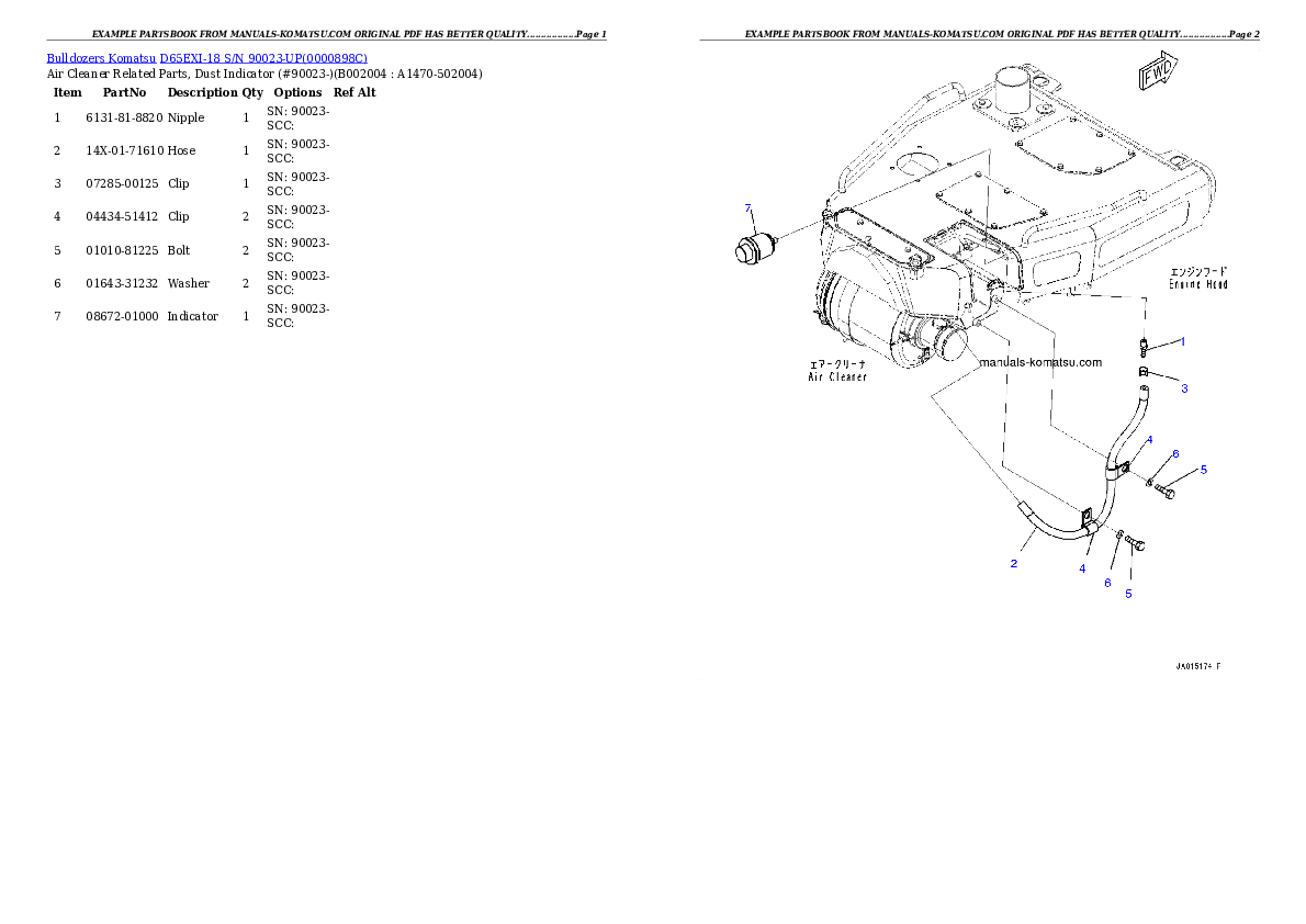 Protected: D65EXI-18 S/N 90023-UP Partsbook