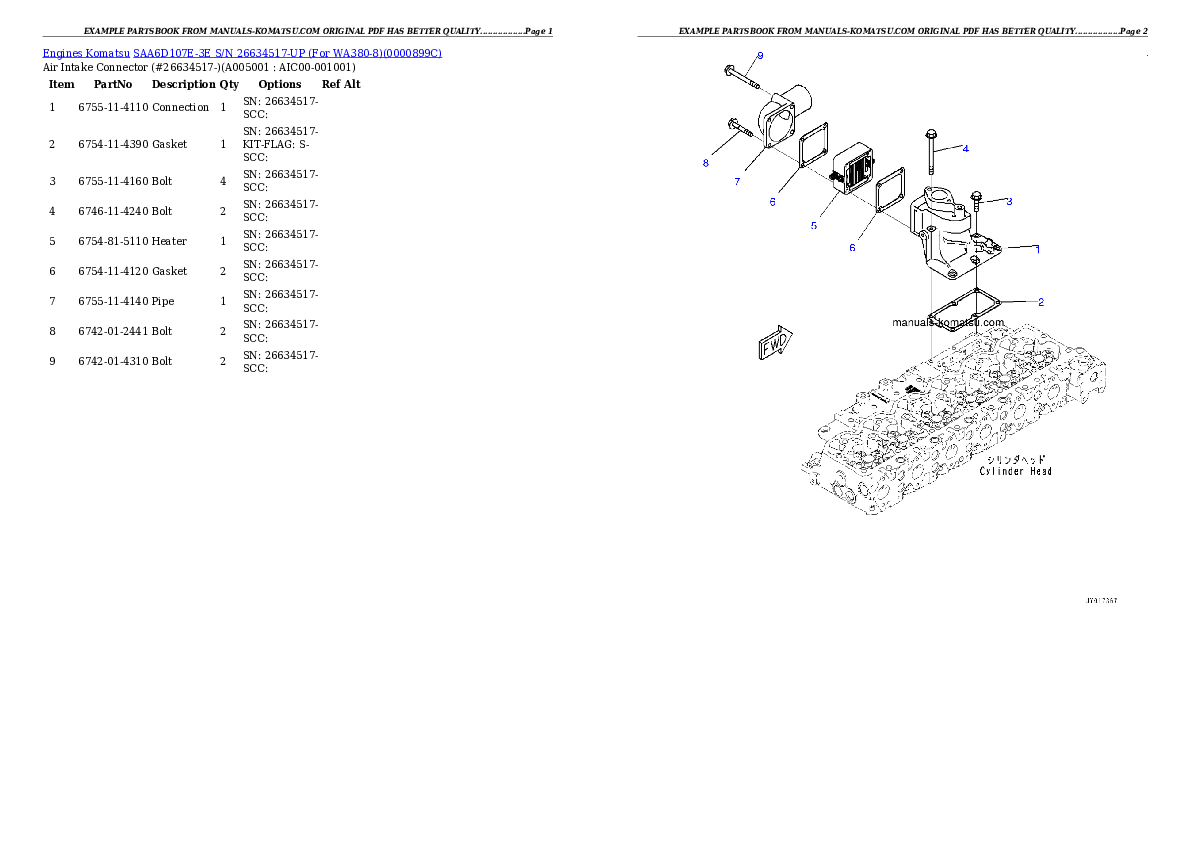 Protected: SAA6D107E-3E S/N 26634517-UP (For WA380-8) Partsbook