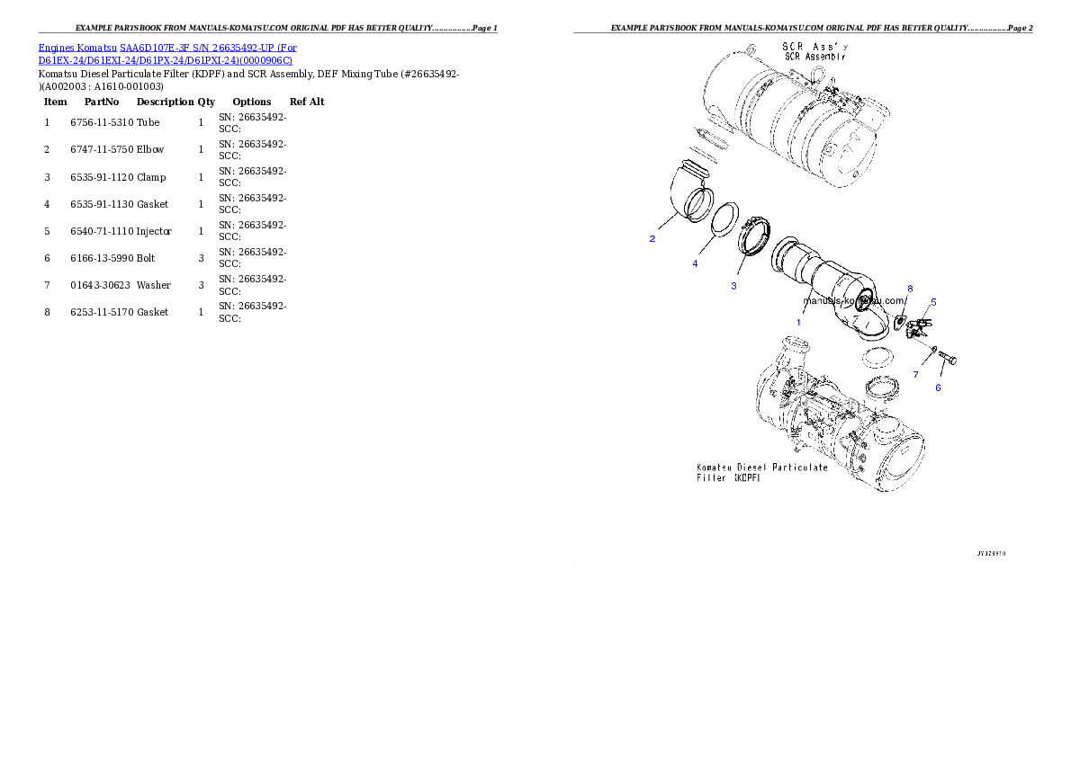 Protected: SAA6D107E-3F S/N 26635492-UP (For D61EX-24/D61EXI-24/D61PX-24/D61PXI-24) Partsbook