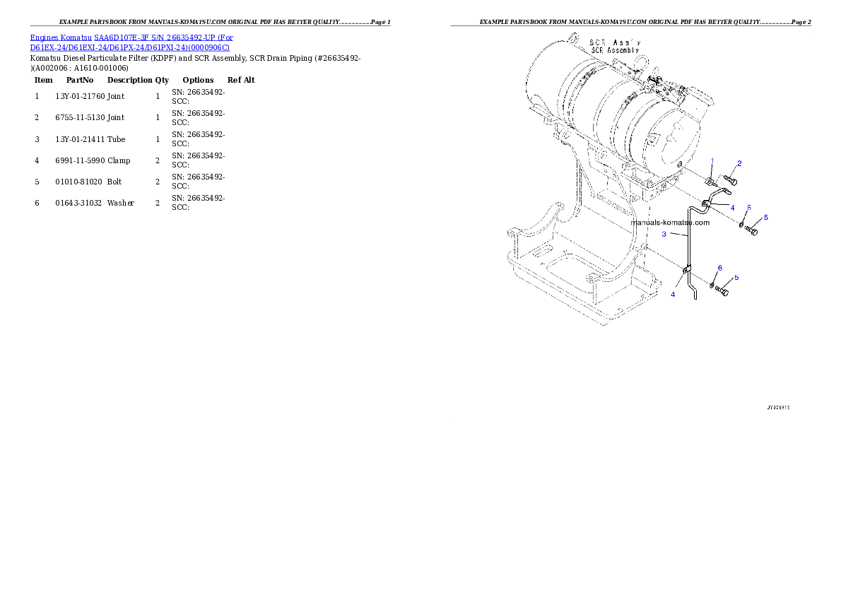 Protected: SAA6D107E-3F S/N 26635492-UP (For D61EX-24/D61EXI-24/D61PX-24/D61PXI-24) Partsbook