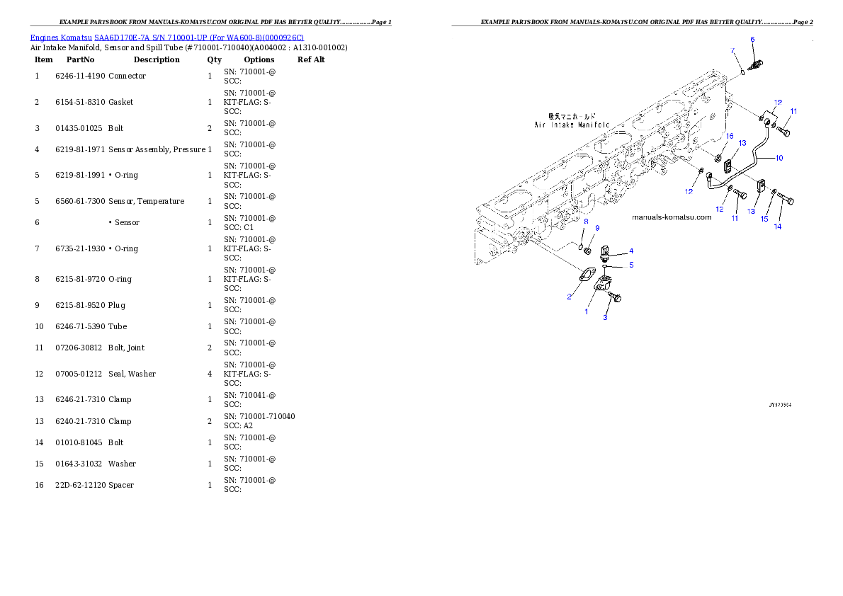 Protected: SAA6D170E-7A S/N 710001-UP (For WA600-8) Partsbook