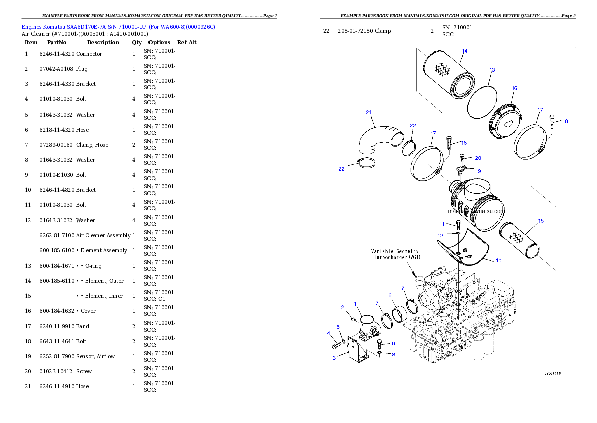 Protected: SAA6D170E-7A S/N 710001-UP (For WA600-8) Partsbook