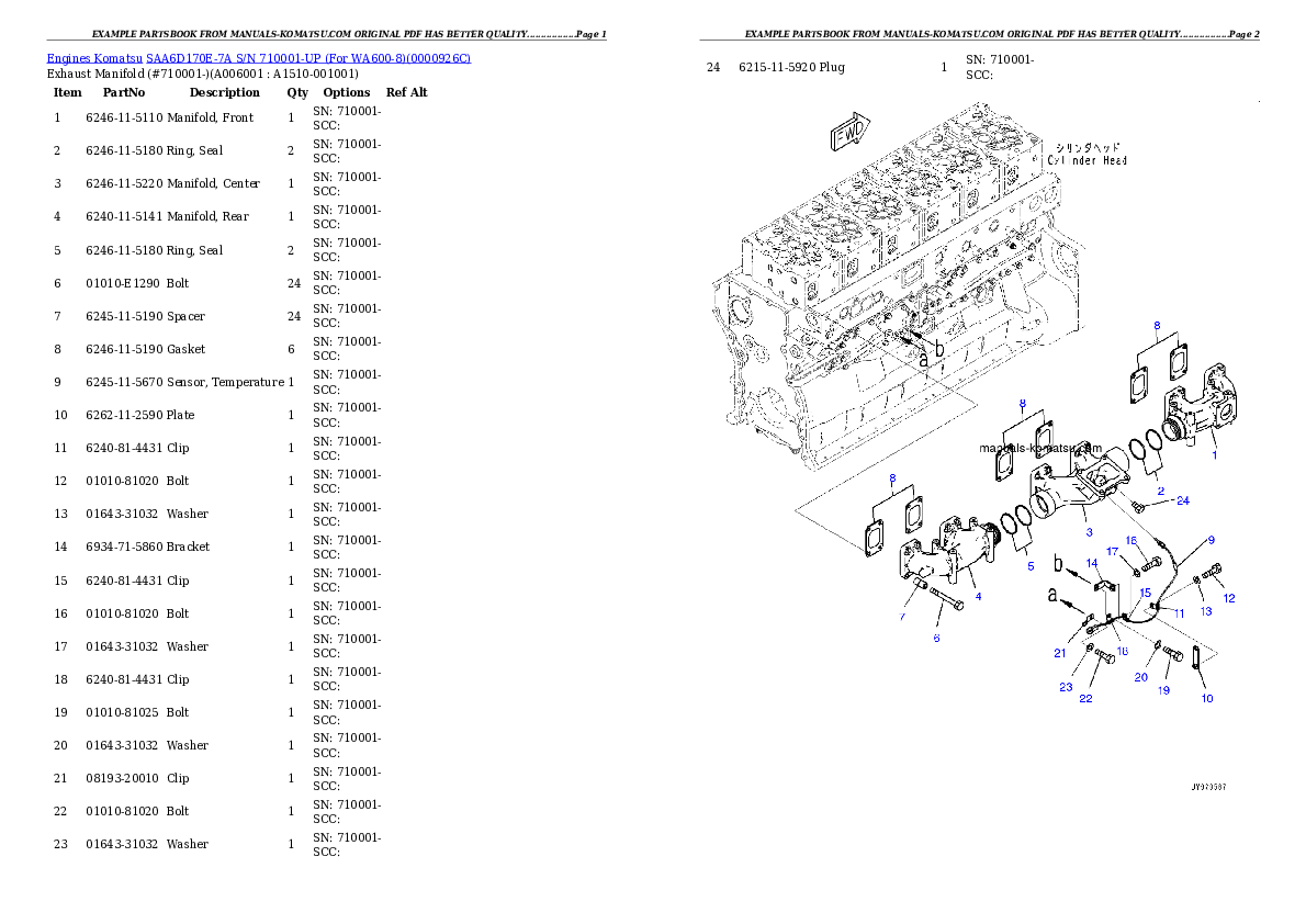Protected: SAA6D170E-7A S/N 710001-UP (For WA600-8) Partsbook