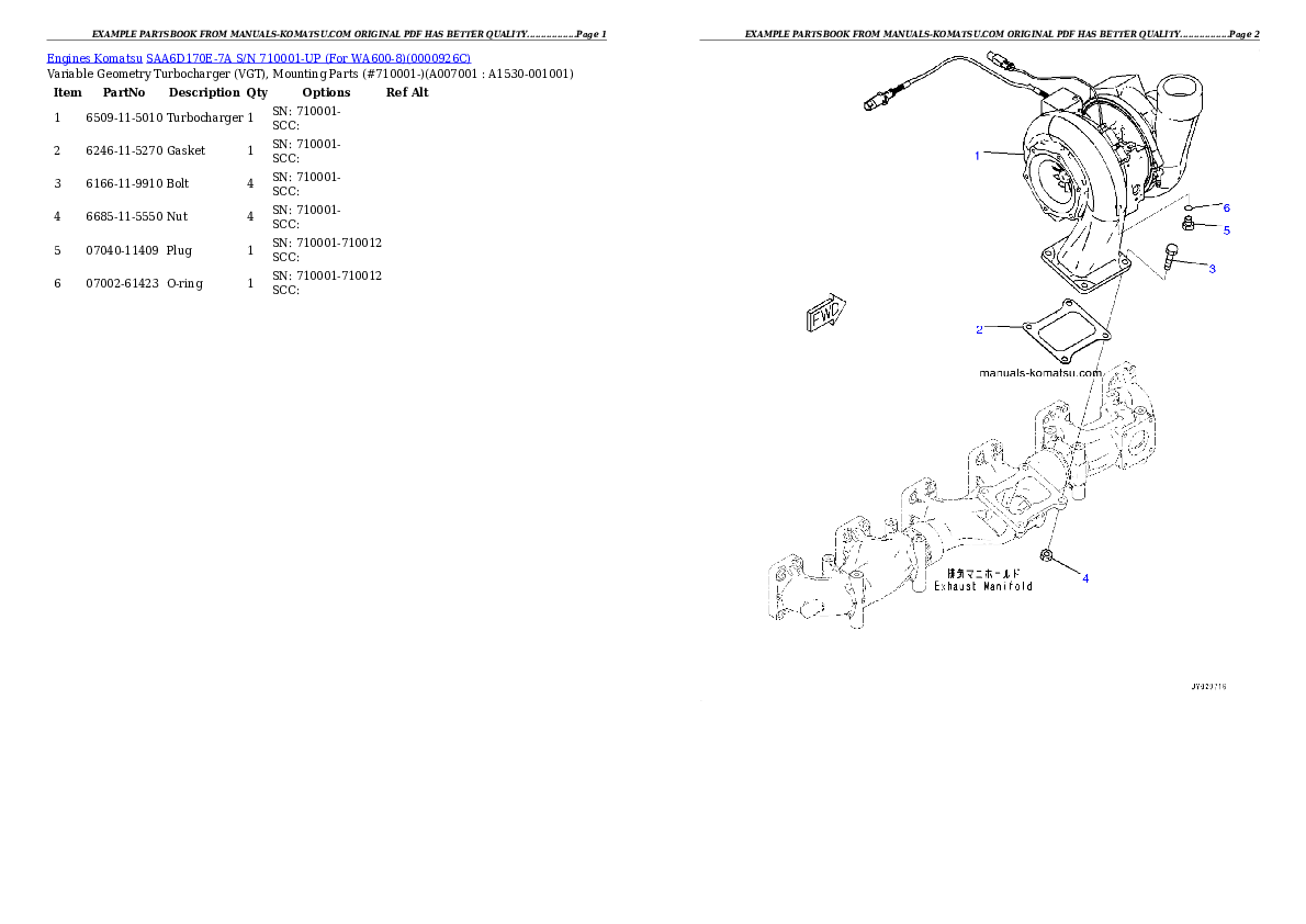 Protected: SAA6D170E-7A S/N 710001-UP (For WA600-8) Partsbook