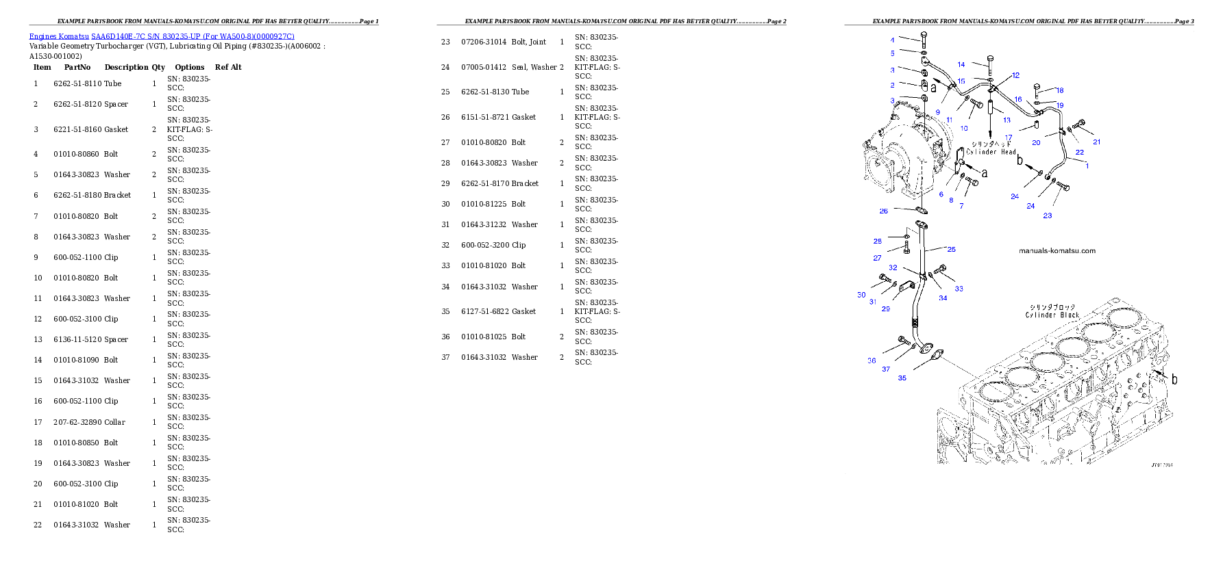 Protected: SAA6D140E-7C S/N 830235-UP (For WA500-8) Partsbook