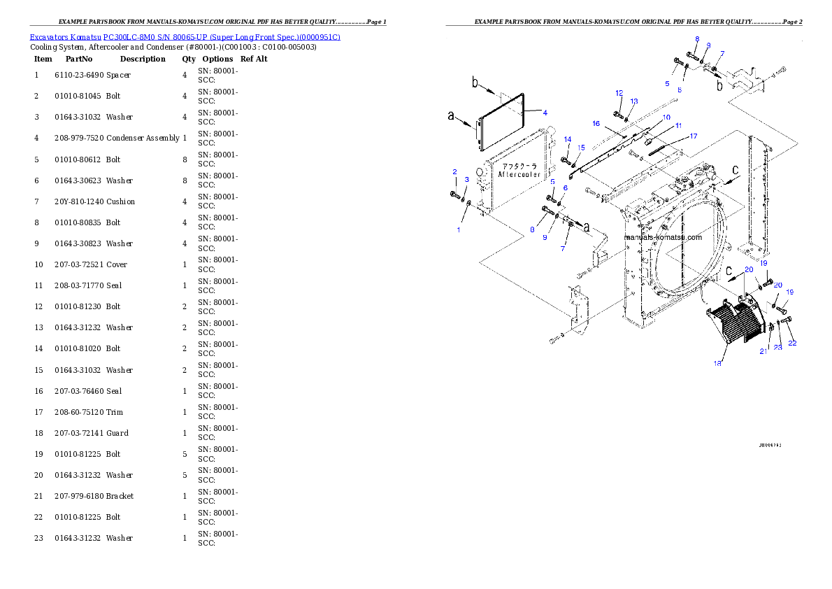 Protected: PC300LC-8M0 S/N 80065-UP (Super Long Front Spec.) Partsbook