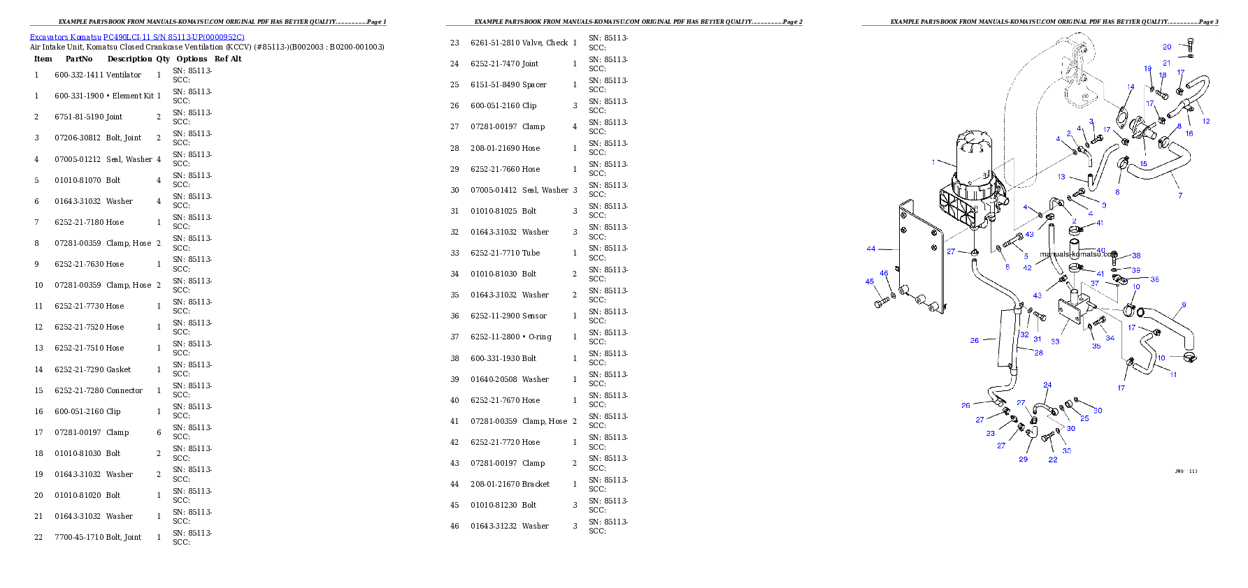 Protected: PC490LCI-11 S/N 85113-UP Partsbook