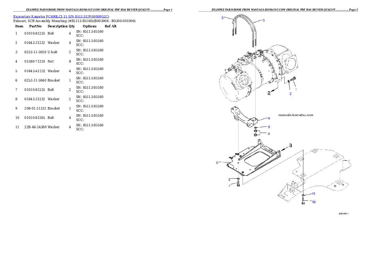 Protected: PC490LCI-11 S/N 85113-UP Partsbook