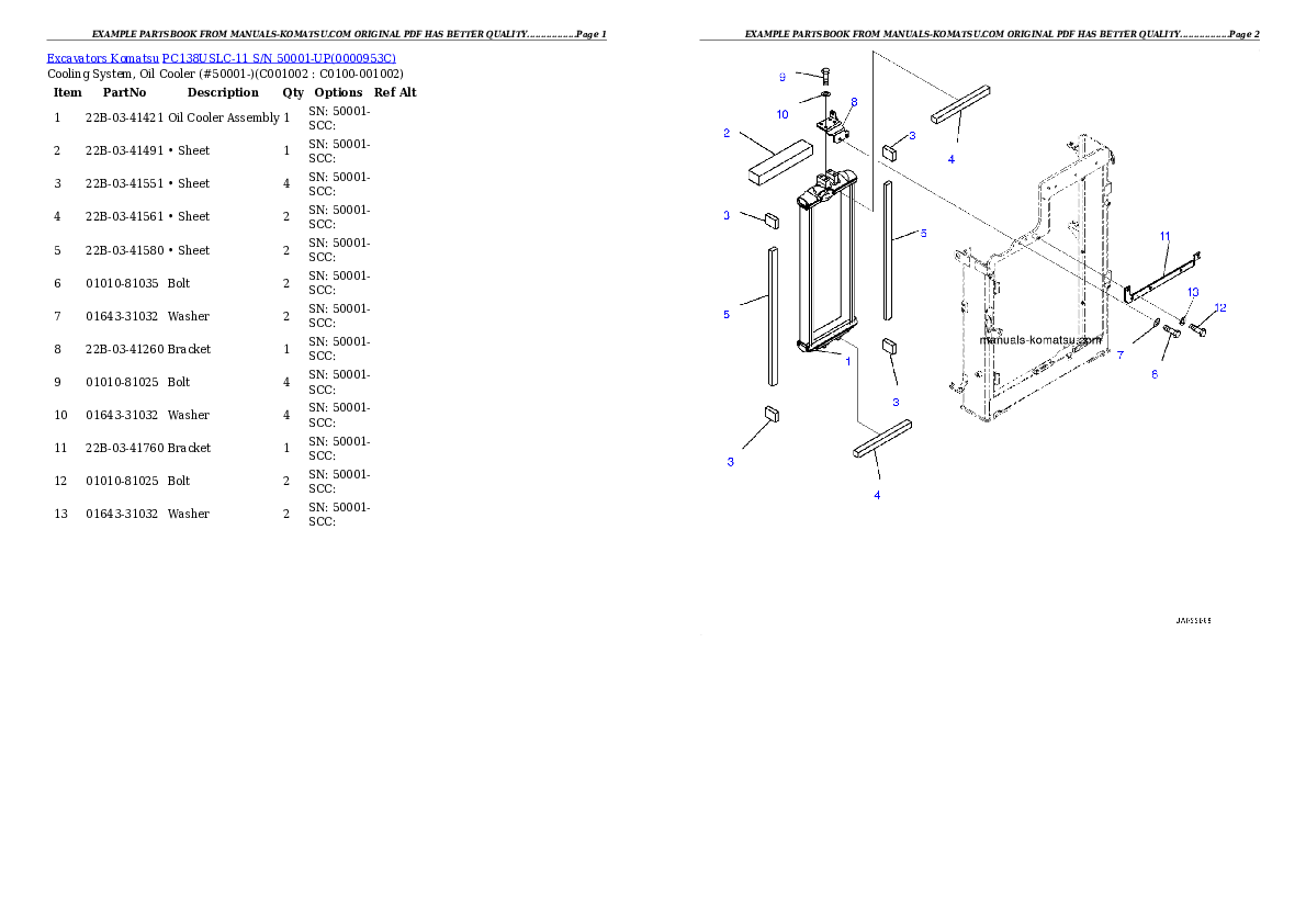 Protected: PC138USLC-11 S/N 50001-UP Partsbook