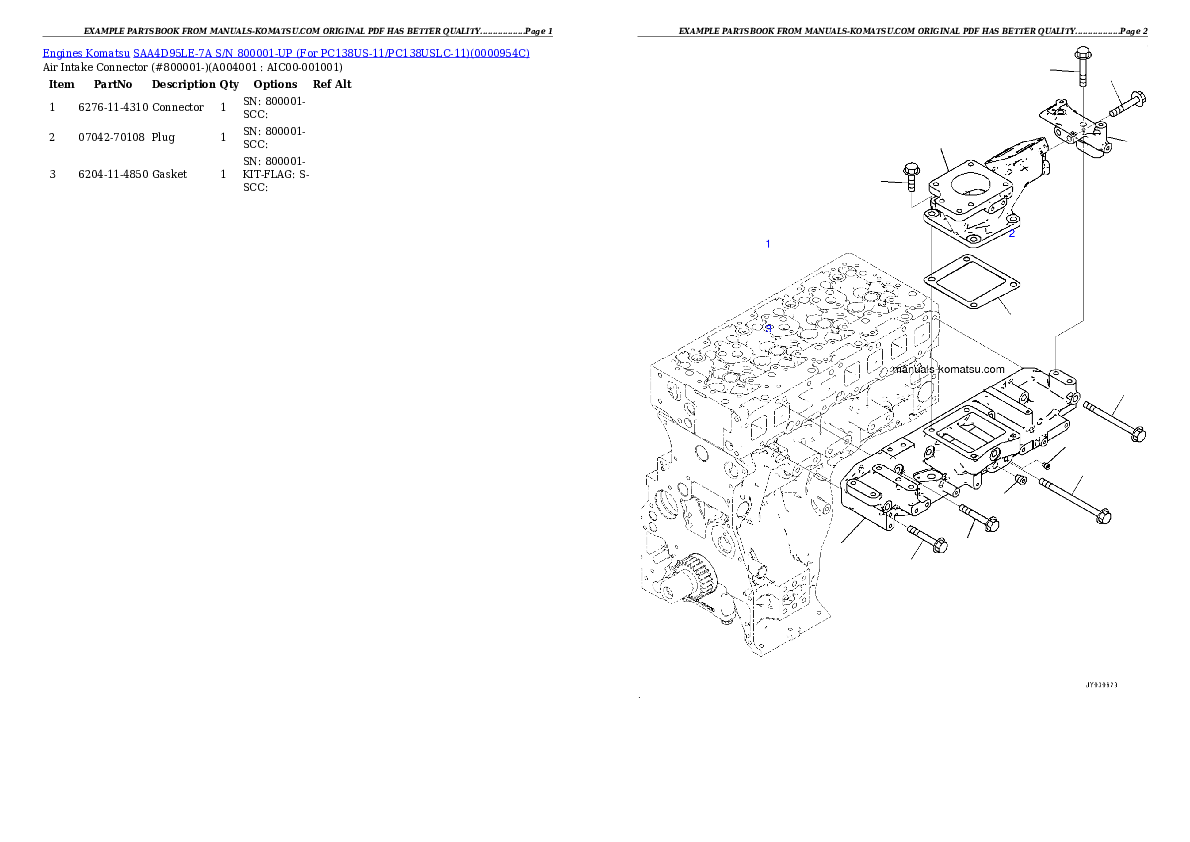 Protected: SAA4D95LE-7A S/N 800001-UP (For PC138US-11/PC138USLC-11) Partsbook