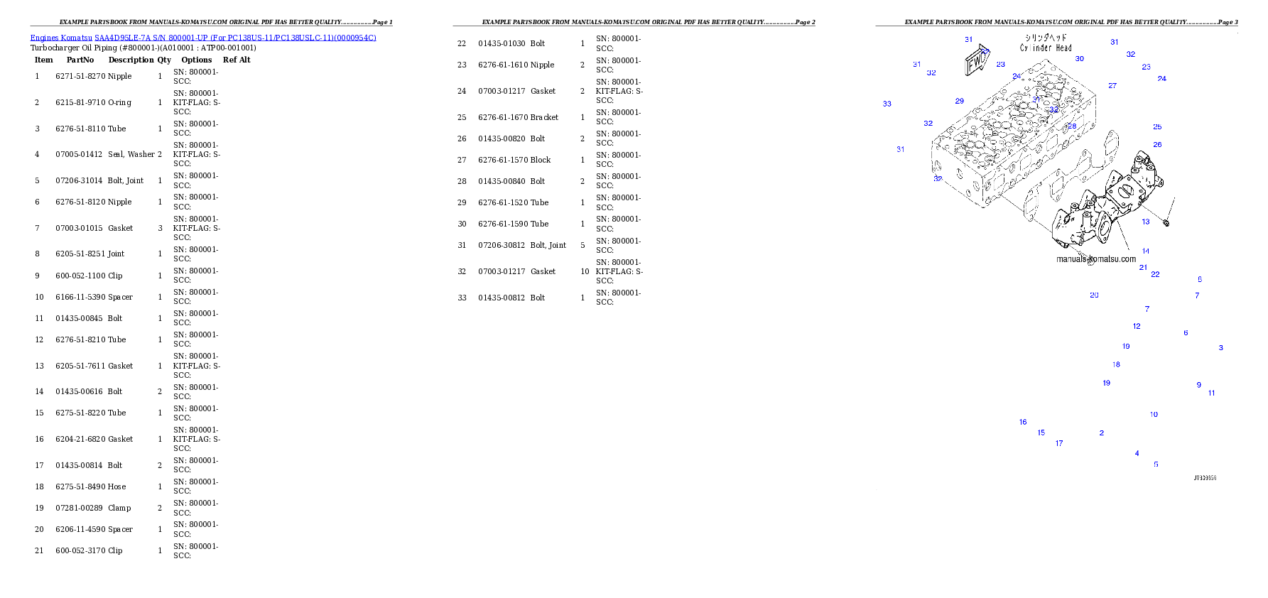 Protected: SAA4D95LE-7A S/N 800001-UP (For PC138US-11/PC138USLC-11) Partsbook