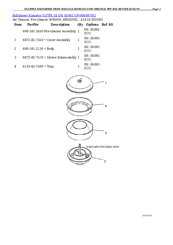 D37PX-24 S/N 85001-UP Partsbook