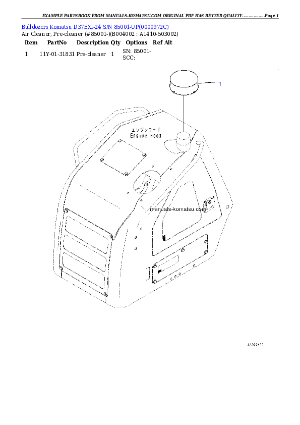 Protected: D37EXI-24 S/N 85001-UP Partsbook