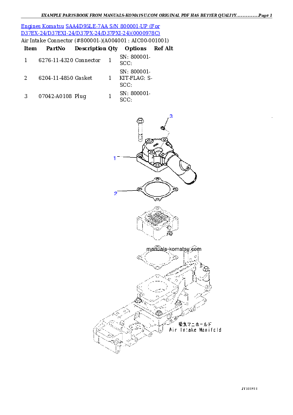 Protected: SAA4D95LE-7AA S/N 800001-UP (For D37EX-24/D37EXI-24/D37PX-24/D37PXI-24) Partsbook