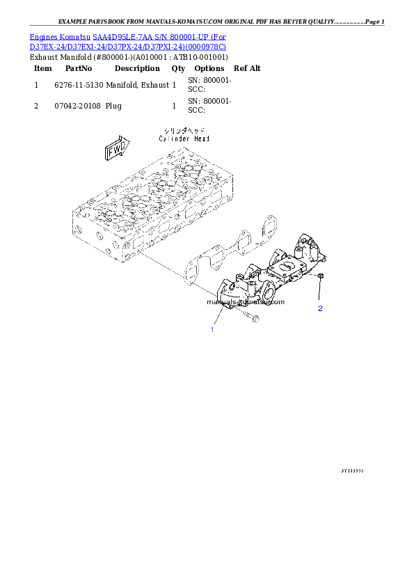 Protected: SAA4D95LE-7AA S/N 800001-UP (For D37EX-24/D37EXI-24/D37PX-24/D37PXI-24) Partsbook