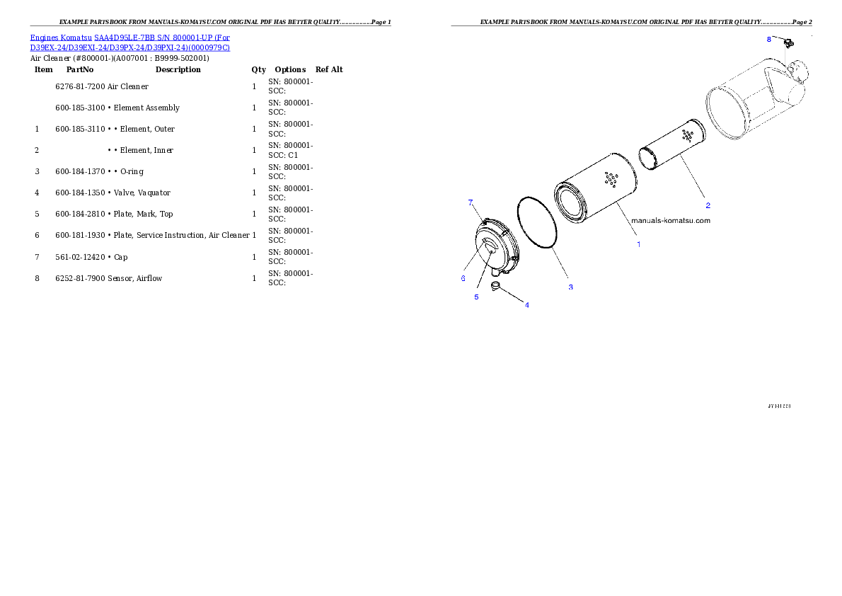 Protected: SAA4D95LE-7BB S/N 800001-UP (For D39EX-24/D39EXI-24/D39PX-24/D39PXI-24) Partsbook