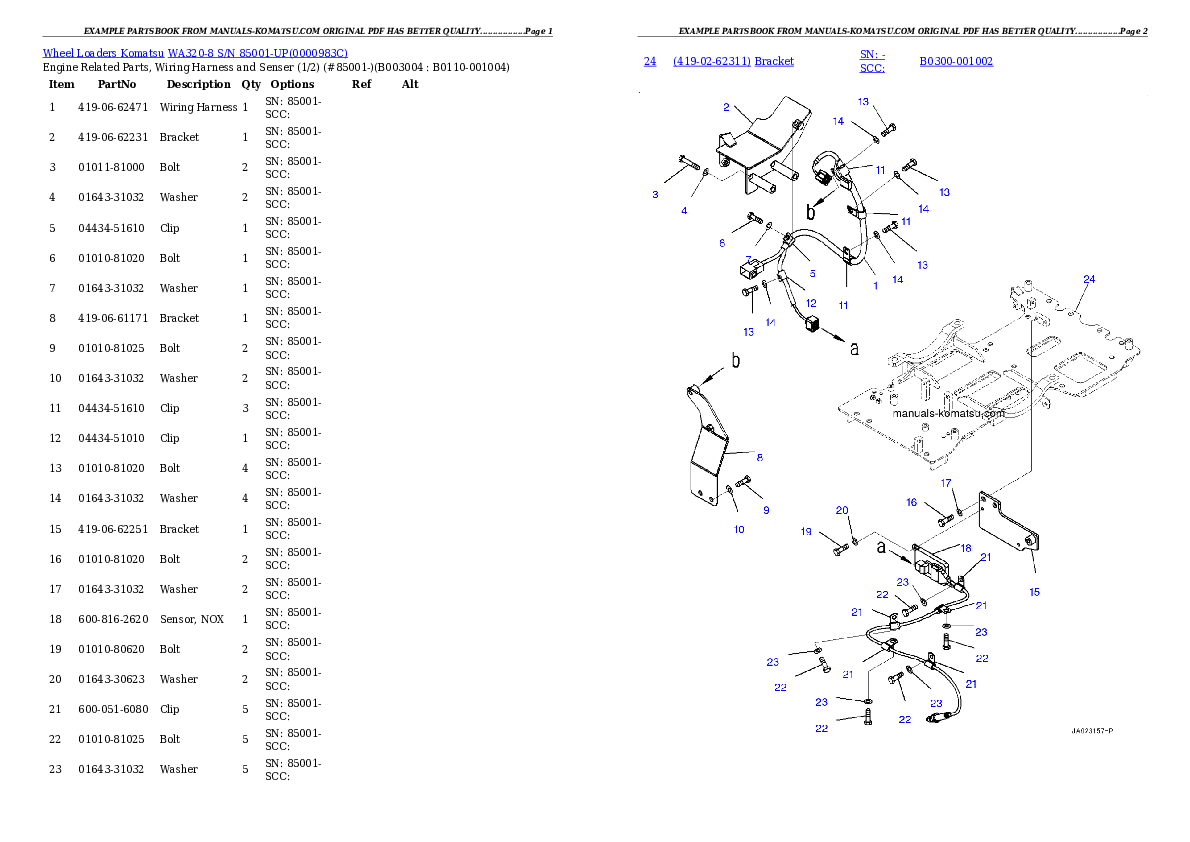 Protected: WA320-8 S/N 85001-UP Partsbook