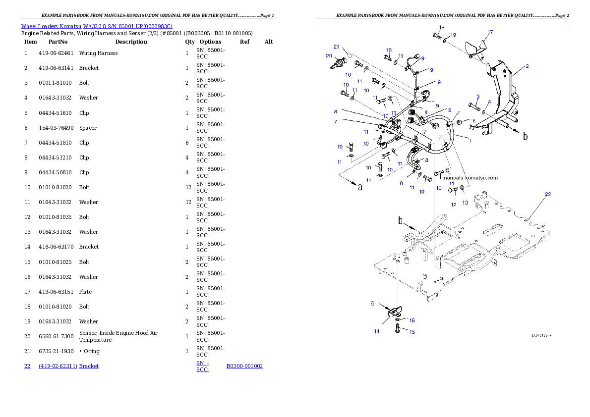 Protected: WA320-8 S/N 85001-UP Partsbook