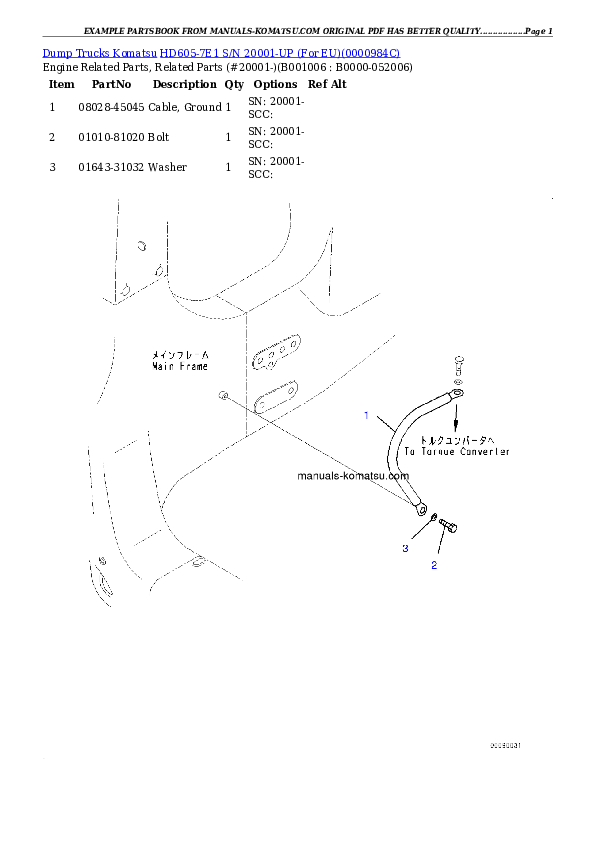 Protected: HD605-7E1 S/N 20001-UP (For EU) Partsbook